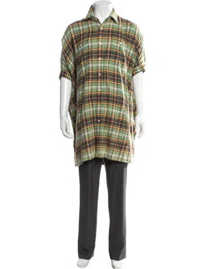 Pre-owned R13 Plaid Print Short Sleeve Shirt In Green