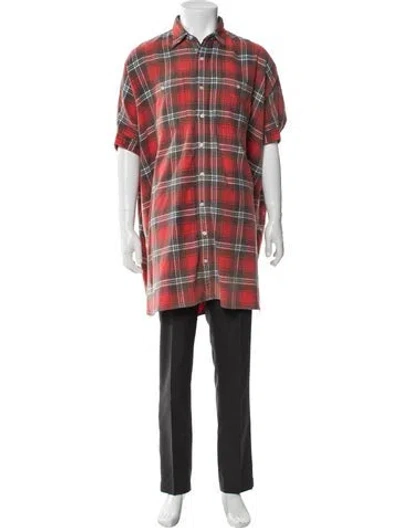 Pre-owned R13 Plaid Print Short Sleeve Shirt In Red