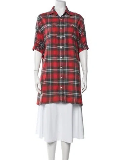 Pre-owned R13 Plaid Print Short Sleeve Shirt In Red