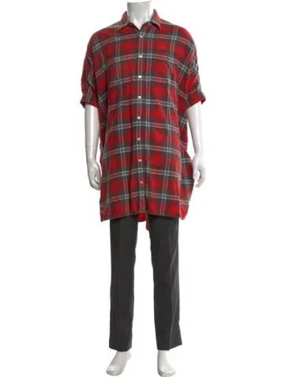 Pre-owned R13 Plaid Print Short Sleeve Shirt In Red