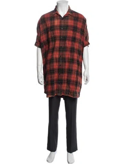 Pre-owned R13 Plaid Print Short Sleeve Shirt In Red
