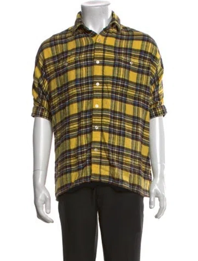Pre-owned R13 Plaid Print Short Sleeve Shirt In Yellow