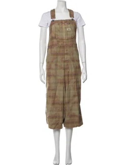 Pre-owned R13 Plaid Print Square Neckline Overalls In Multicolor