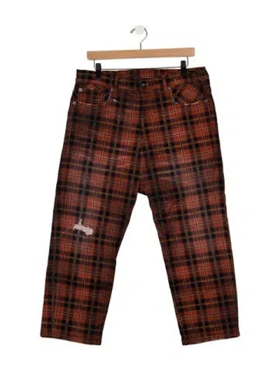 Pre-owned R13 Plaid Print Straight Leg Pants In Black/red