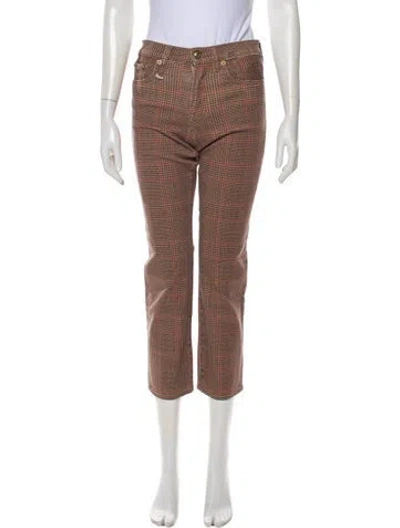 Pre-owned R13 Plaid Print Straight Leg Pants In Brown