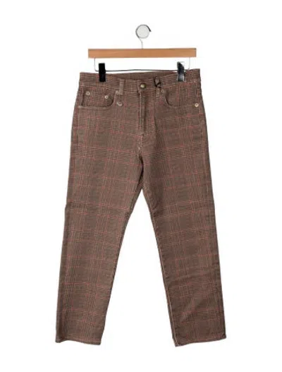 Pre-owned R13 Plaid Print Straight Leg Pants In Brown