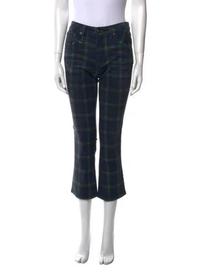 Pre-owned R13 Plaid Print Straight Leg Pants In Green