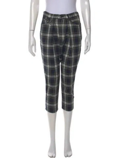 Pre-owned R13 Plaid Print Straight Leg Pants In Green