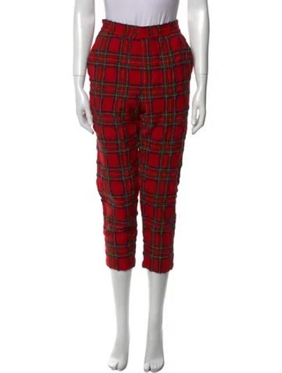 Pre-owned R13 Plaid Print Straight Leg Pants In Red