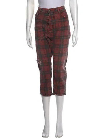 Pre-owned R13 Plaid Print Straight Leg Pants In Red