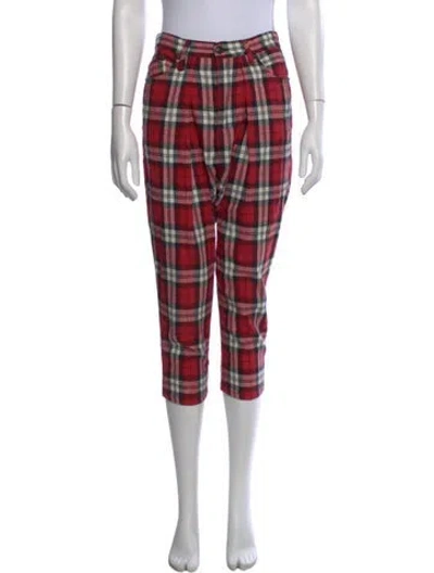 Pre-owned R13 Plaid Print Straight Leg Pants In Red