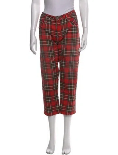 Pre-owned R13 Plaid Print Straight Leg Pants In Red