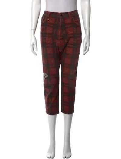 Pre-owned R13 Plaid Print Straight Leg Pants In Red