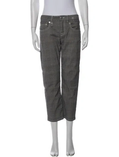 Pre-owned R13 Plaid Print Straight Leg Pants In White