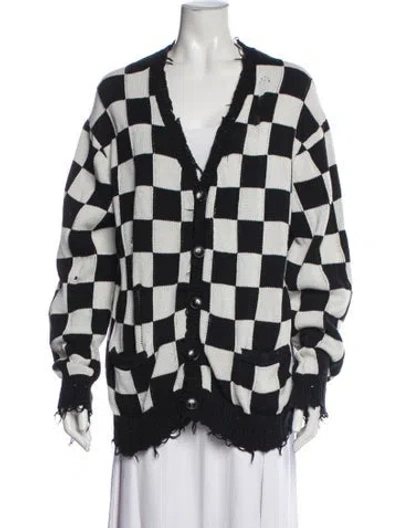 Pre-owned R13 Plaid Print V-neck Sweater In Black