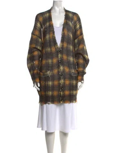 Pre-owned R13 Plaid Print V-neck Sweater In Black