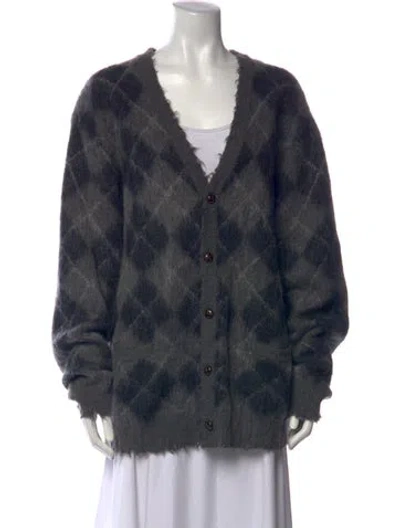 Pre-owned R13 Plaid Print V-neck Sweater In Blue
