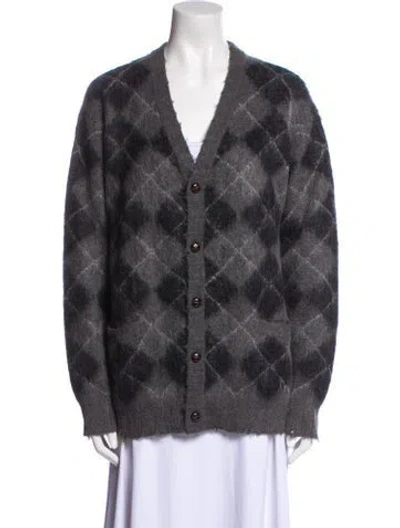 Pre-owned R13 Plaid Print V-neck Sweater In Gray