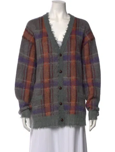 Pre-owned R13 Plaid Print V-neck Sweater In Multicolor
