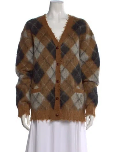 Pre-owned R13 Plaid Print V-neck Sweater In Neutral