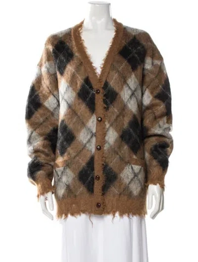 Pre-owned R13 Plaid Print V-neck Sweater In Neutral