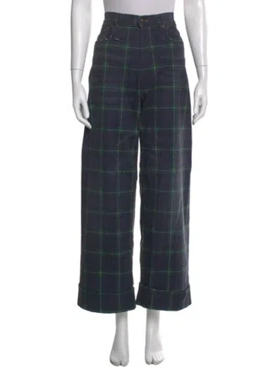 Pre-owned R13 Plaid Print Wide Leg Pants In Blue