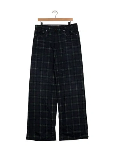 Pre-owned R13 Plaid Print Wide Leg Pants In Blue