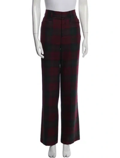 Pre-owned R13 Plaid Print Wide Leg Pants In Burgundy