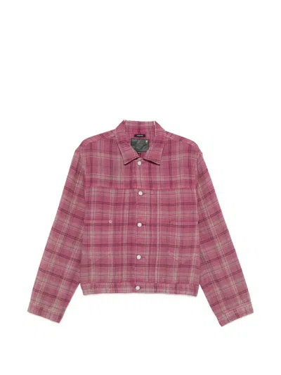 R13 Relaxed Pleated Trucker Jacket In Pink