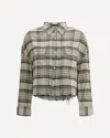 R13 Plaid Shirt With Frayed Hem In Neutral