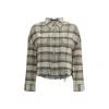 R13 Plaid Shirt With Frayed Hem In Neutral