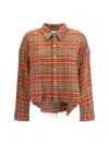 R13 Frayed Checked Cotton-flannel Shirt In Red