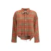 R13 Frayed Checked Cotton-flannel Shirt In Red