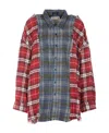 R13 Patchwork Plaid Cotton Flannel Work Shirt In Multicolor