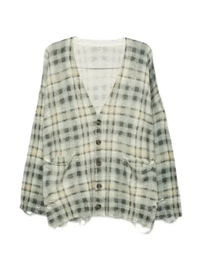 R13 Plaid-check Cardigan In Green