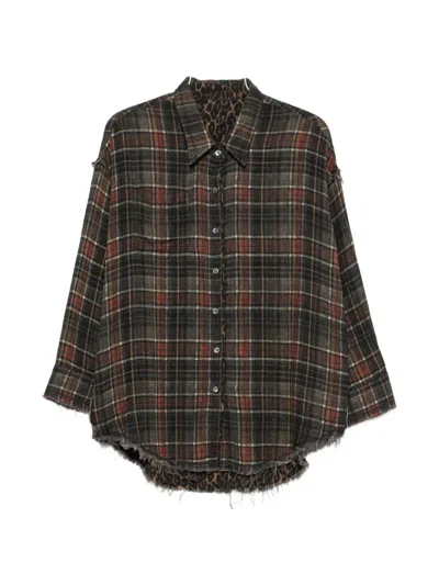 R13 Plaid-check Distressed-effect Reversible Cotton Shirt In Multi