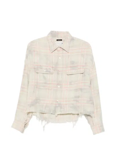 R13 Plaid-pattern Frayed Shirt In Neutral