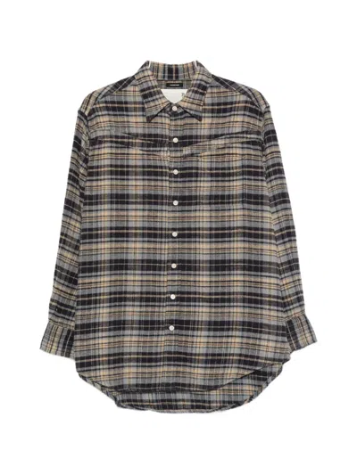 R13 Plaid-pattern Oversized Shirt In Black