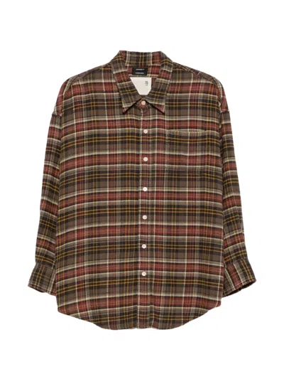 R13 Plaid-pattern Shirt In Brown