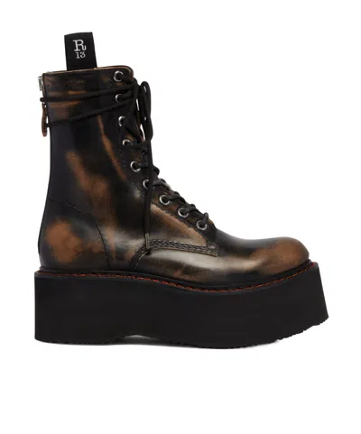 R13 Platform Ankle Boots In Black