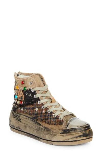 R13 Platform High Top Sneaker In Brown