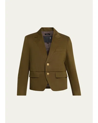 R13 Pleated Boyfriend Blazer In Olive Green