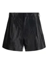 R13 Pleated Leather Shorts In Black