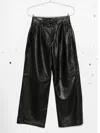 R13 Pleated Leather Trousers In Green