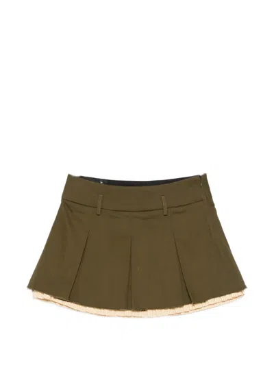 R13 Pleated Mini Skirt In Green