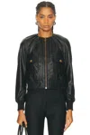 R13 Pleated Neck Leather Jacket In Black