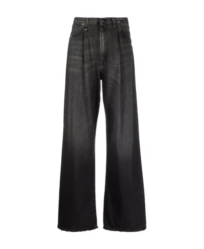 R13 Pleated Wide-leg Jeans In Black