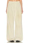 R13 Pleated Wide Leg Leather Pant In Neutral