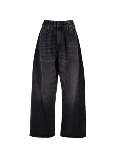 R13 Pleated-waistband Jeans In Black