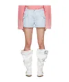 R13 Blue Pouch Pocket Denim Shorts In Blue